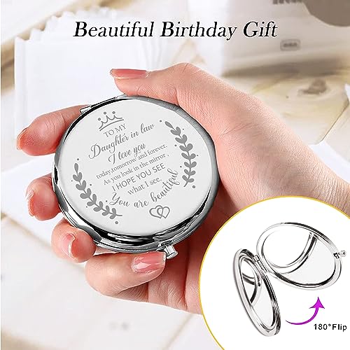Engraved Daughter in Law Compact Mirror - Silver Gift from Mother in Law