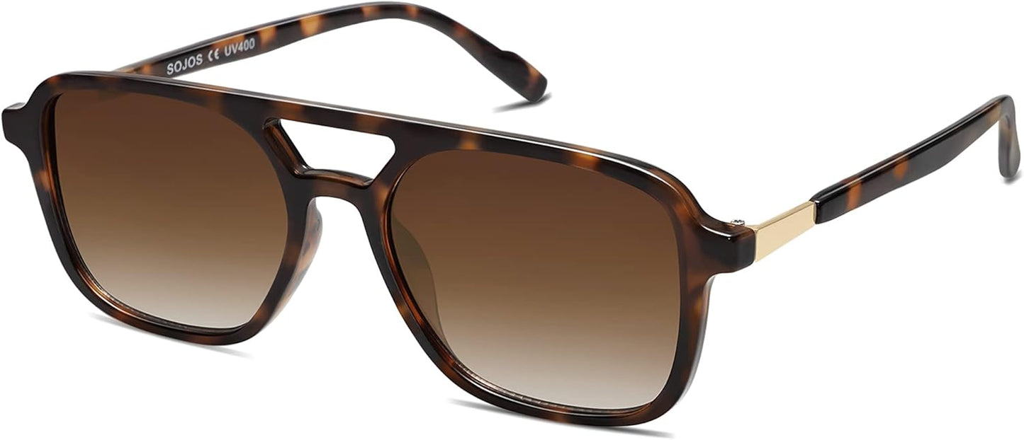 Retro Aviator Sunglasses - Trendy Rectangle Shades for Men & Women | SJ2202