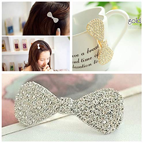 Ruihfas 2Pcs Crystal Rhinestone Mini Hair Bow Barrettes for Women & Girls
