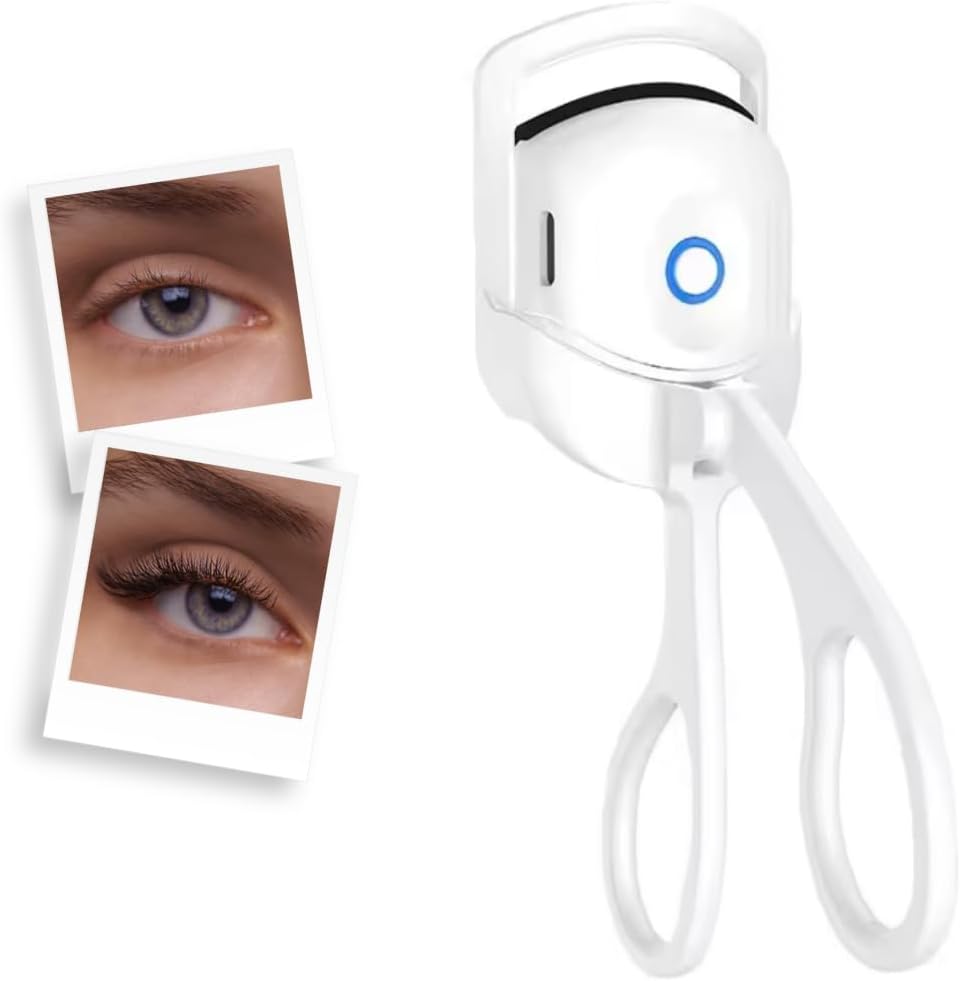 Heated Eyelash Curler - Instant Lash Lift, Type-C Rechargeable, Travel-Friendly | Adjustable for Natural, Glossier Lashes - White