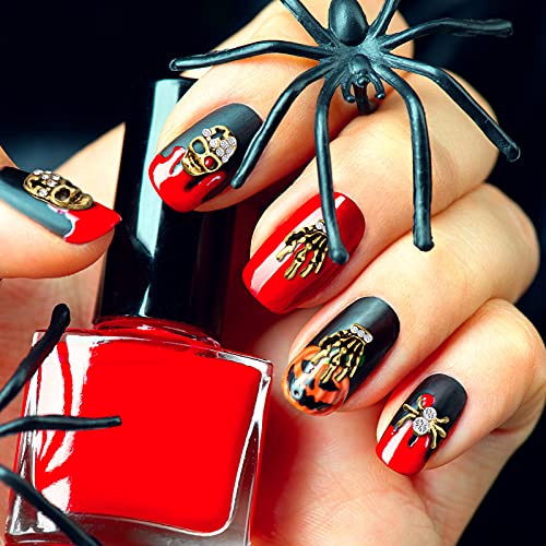 Maitys Antique Gold Spider Skull Nail Charms 60Pcs Halloween Rhinestones