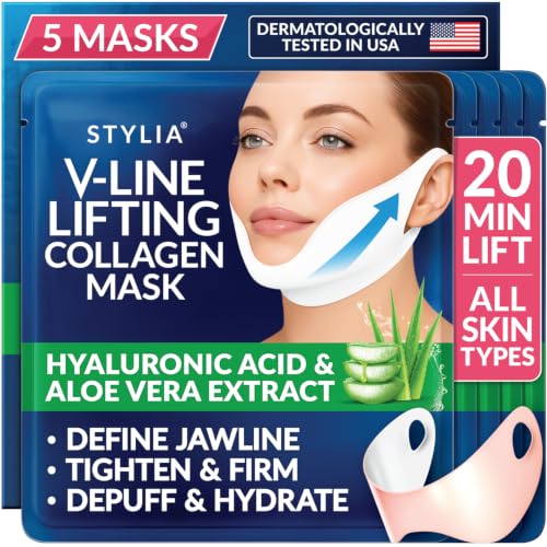 Stylia Collagen Double Chin Mask for Face & Neck Tightening, Lifting & Contouring