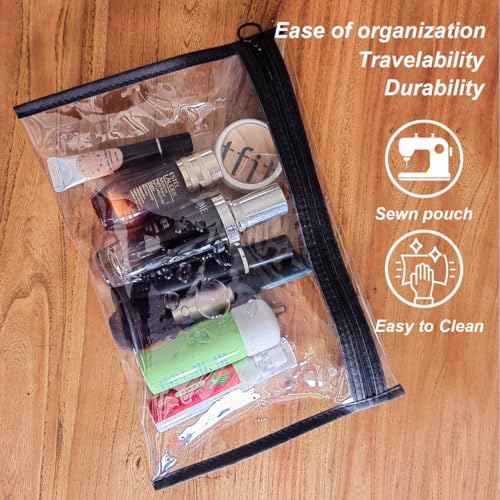 Clear Toiletry Bags Set - 3 Pack PVC Travel Makeup Organizers