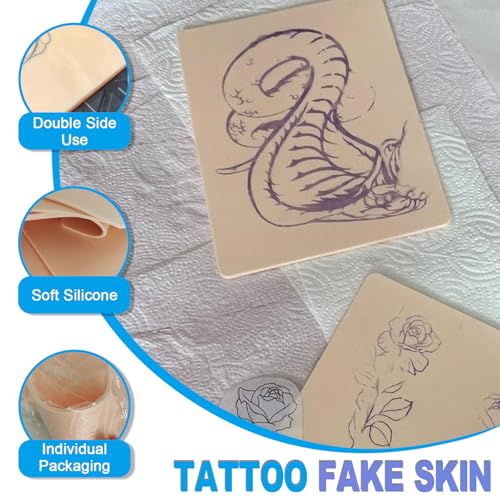 Emalla 8Pcs 3MM Silicone Tattoo Practice Skin for Artists