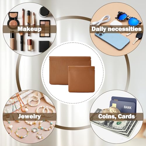 Tiltol Brown Small Makeup Bag Set - 2 PCS Portable Cosmetic Pouches