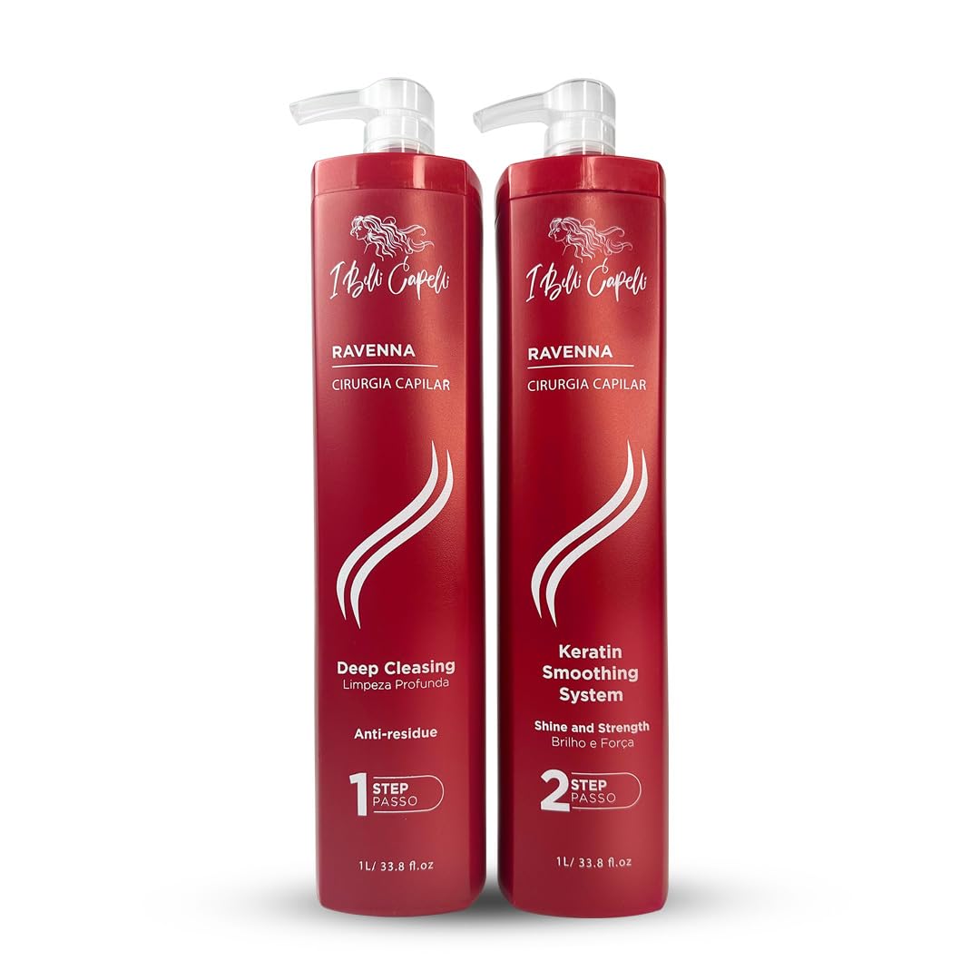Ravenna Professional Keratin Treatment - Long-Lasting Straightening Effect | 2x1L/33.8 oz