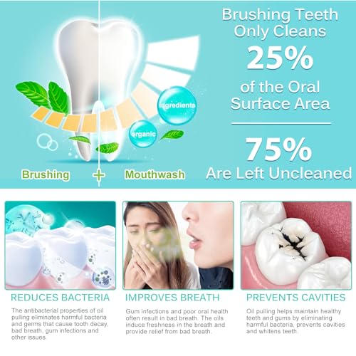 Coconut Pulling Oil Mouthwash Travel Sachets - Natural Mint Oral Care (20 Pack)