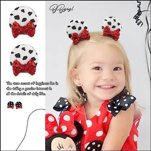 8-Pack Sequin Mouse Ear Hair Clips for Girls and Adults – Costume Accessory