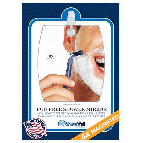 The Shave Well 5X Magnifying Anti-Fog Shower Mirror 6.8" x 5.8"