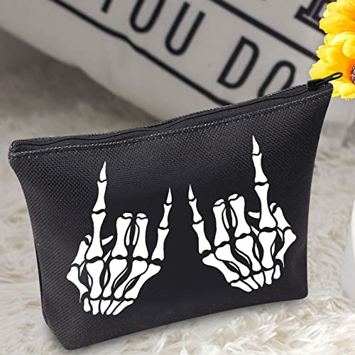 Skeleton Rock Hand Makeup Bag - Durable Cotton Travel Cosmetic Pouch