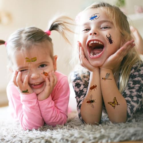 72 Pcs Insect Temporary Tattoos Set for Kids - Waterproof Bug Designs