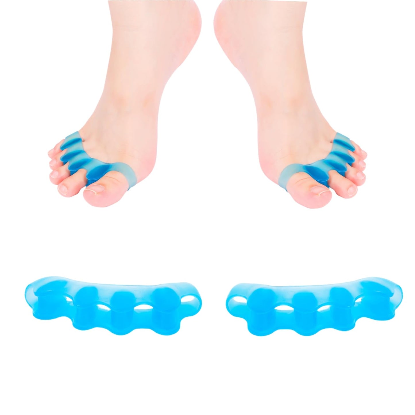 sundpik Toe Spacers for Women & Men - Toe Separators for Pedicure, Bunion Corrector, Hammer Toe Straightener, Plantar Fasciitis | Toe Spreaders for Foot Pain Relief & Foot Health (12, Blue)