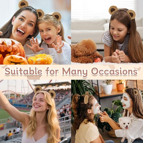 Khaki Bear Ears Headband - 3Pcs Cute Plush Costume Accessory