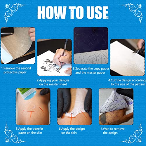 Practice Skin with Transfer Paper - 30PCS Tattoo Fake Skin & Stencil Kit - CINRA