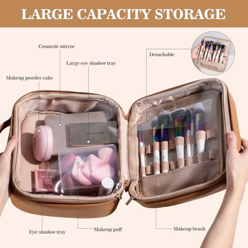 XL Waterproof Makeup Bag with Brush Compartment & Transparent PVC - Travel & Cosmetic Organizer