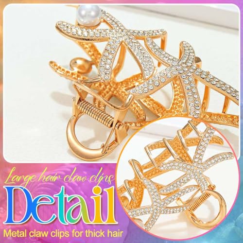 Beach Hair Clips Gold Starfish Claw Clips Set of 2