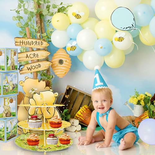 Winnie Bear Cupcake Stand - 3-Tier Dessert Holder for Parties
