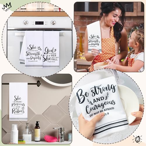 R HORSE 5-Piece Bible Verse Kitchen Dish Towel Set - Absorbent, Quick-Dry Tea Towels for Spiritual Home Decor