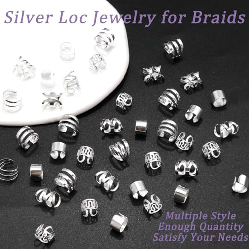 80 Pcs Gold and Silver Dreadlock Hair Beads - Non-Piercing Ear Clips