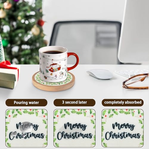 Cewiru 4-Pack Absorbent Coasters with Holder – Modern Drink Mats