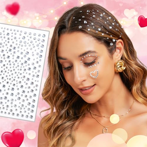 Self-Adhesive Face Gems Set - Red Lip Rhinestone Stickers