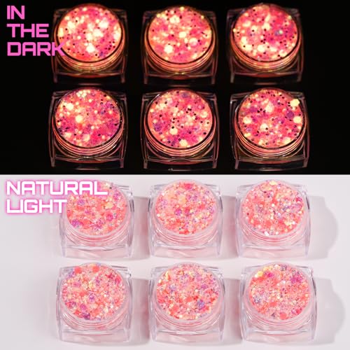 Teenitor Pink Glitter Gel - Glow in The Dark Face & Body Glitter