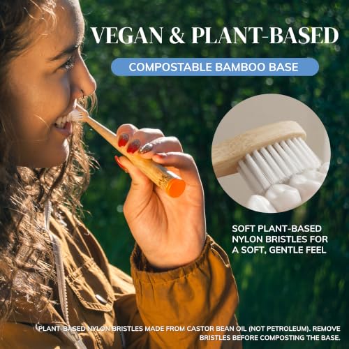 MABLE Soft Bristle Bamboo Toothbrush Pack of 4 – Compostable Eco-Friendly