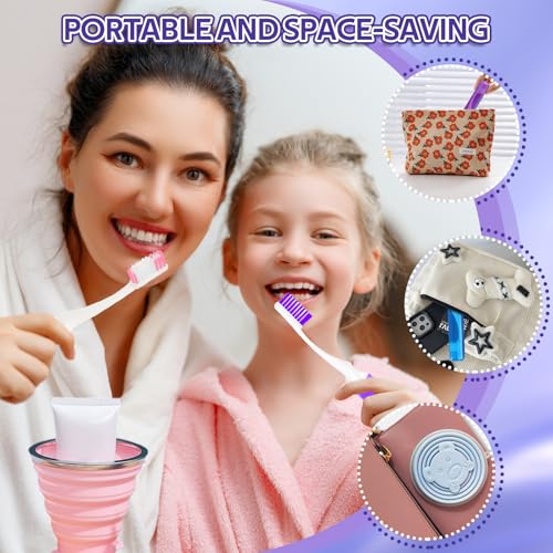 Vporui Purple Collapsible Travel Toothbrush Case & Cup Set - Portable Oral Care