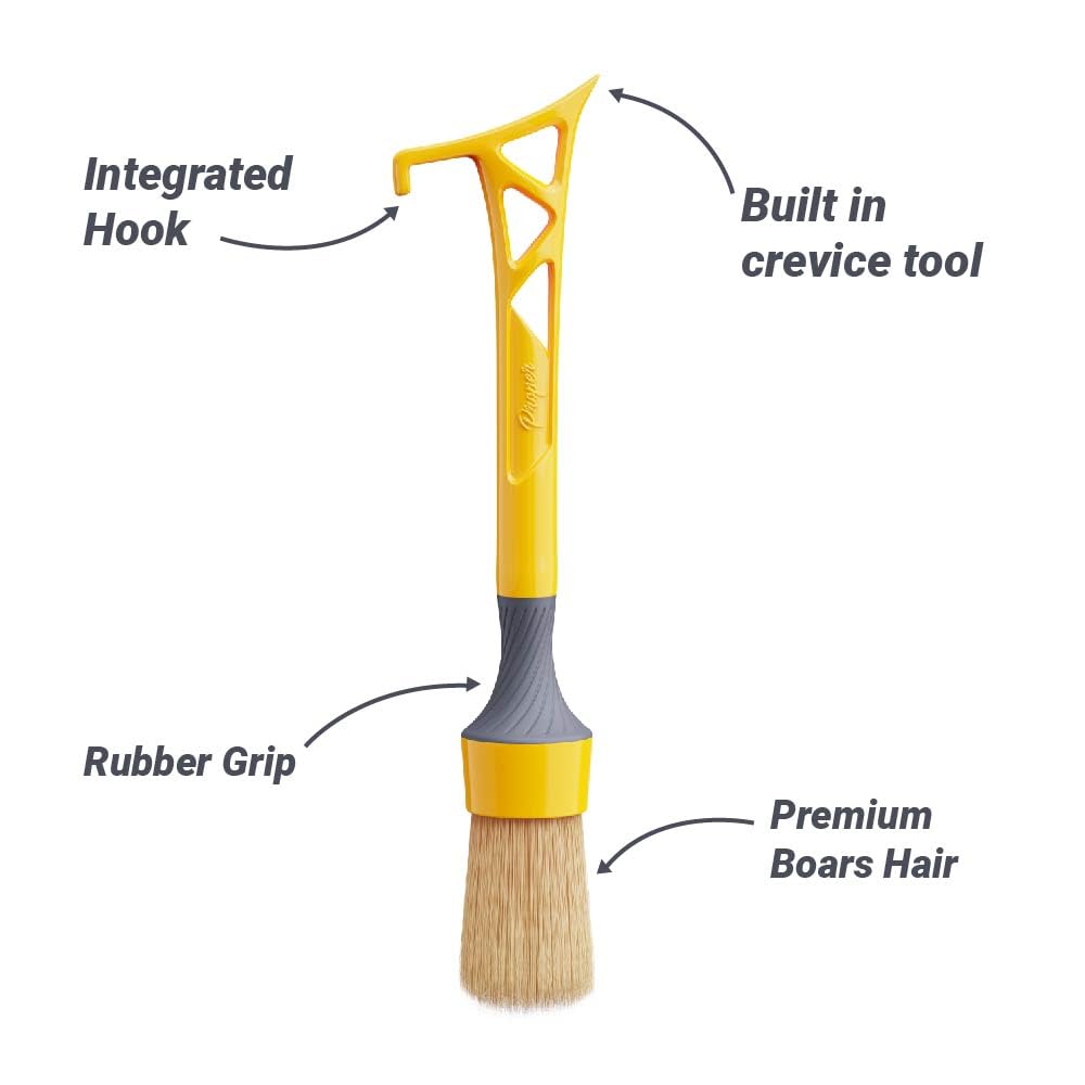 Boars Hair Detailing Brush, 3 in 1 Patent Pending in House Design from Proper. Detail Automotive Interior or Exterior, get Professional Results with Proper Detail Brushes Car Detailing