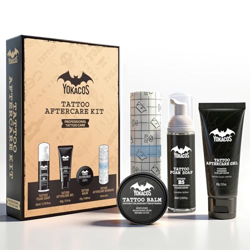 YOKACOS Tattoo Aftercare Kit - 4-Piece Care Set for Fresh & Healed Tattoos