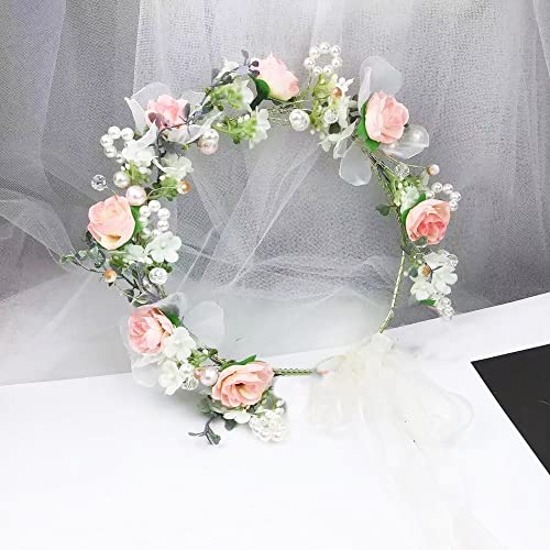 Vivivalue Floral Crown Headband - Boho Silk Flower Wreath for Weddings