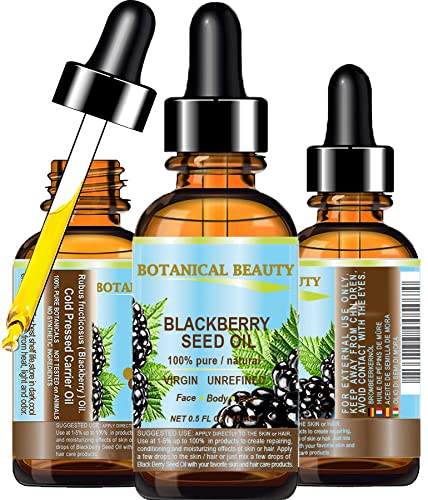 Botanical Beauty Blackberry Seed Oil 100% Pure, 0.5 Fl Oz - Anti-Aging & Moisturizing