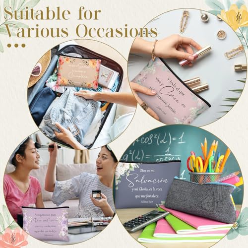 Kacctyen 12 Pcs Morandi Style Bible Verse Makeup Bags