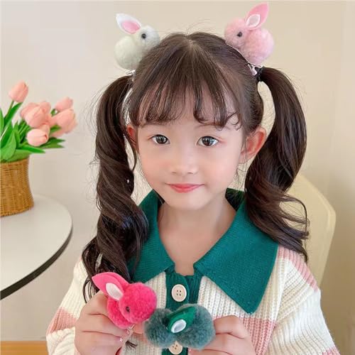 10 Pack Cute Bunny Hair Clips for Girls & Women - Elastic Plush Hair Accessories