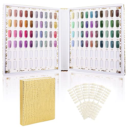 Segbeauty 120 Nail Color Chart Display Book - Golden Nail Polish Organizer