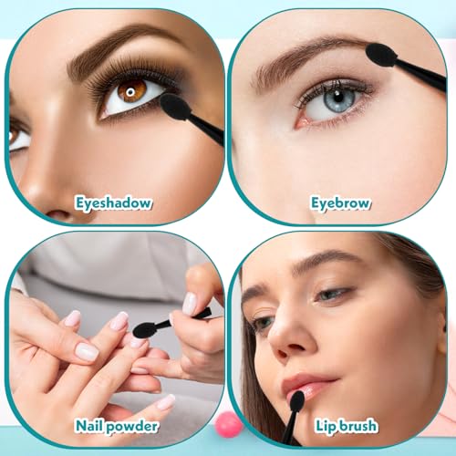 50 Pcs Dual Sided Eye Shadow Applicator Brushes - Reusable & Portable