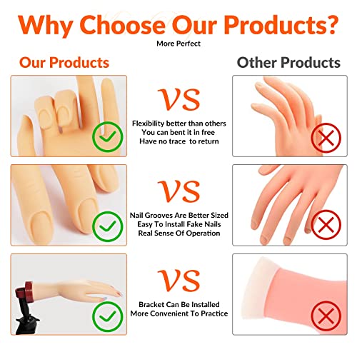 FU SHEN Nail Practice Hand for Acrylic Nails - Single Flexible Mannequin