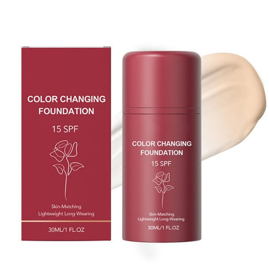 Korean Color Changing Foundation, Instantly Adapts to Your Skin Buildable Light-to-Full Coverage, SPF 15 Hydrating Liquid Concealer for All Skin Type, Lightweight, Long-Lasting, Natural Finish Makeup