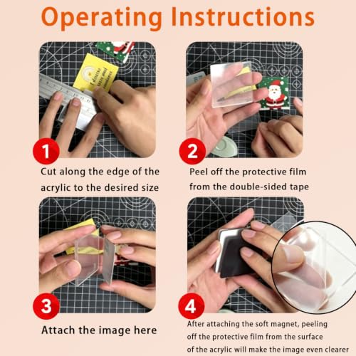 DIY Clear Acrylic Fridge Magnet Kit - 10 Pack Personalized Photo Frames