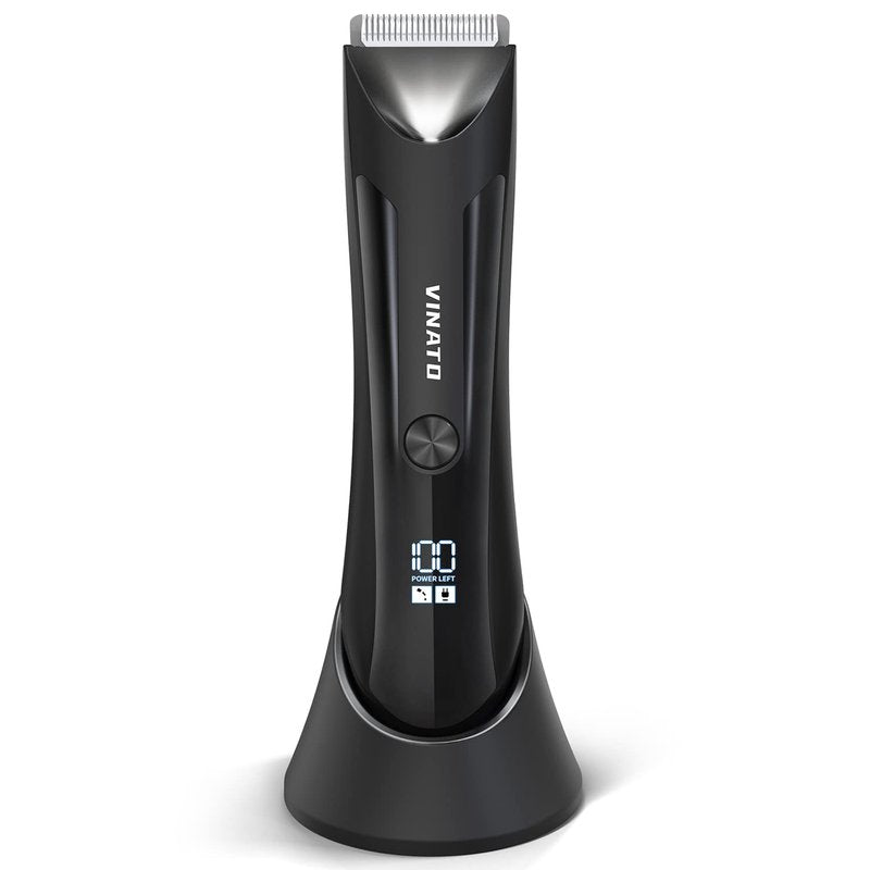 VINATO Electric Body Hair Trimmer - Manscape Ball Trimmer, Groin Hair Trimmer for Men, Waterproof Ball Shaver, USB Recharge Dock Replaceable Ceramic Blade, 90 Mins Battery Life