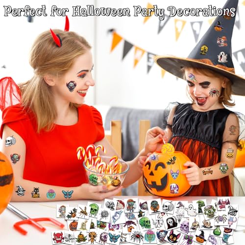Ozepao 100 Pcs Halloween Temporary Tattoos - Pumpkins, Ghosts & More