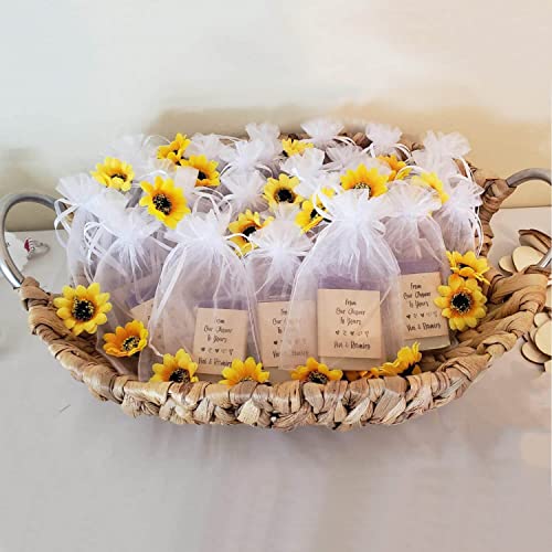 100Pcs White Organza Gift Bags 4x6 Inches with Drawstring