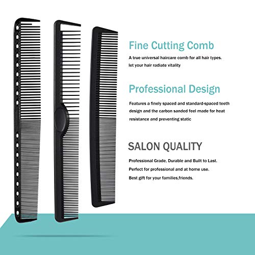 6-Piece Carbon Fiber Hair Comb Set - Anti-Static & Heat Resistant