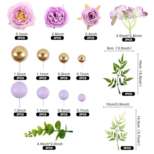 Ercadio 30-Pack Purple Artificial Flower Balls Cake Toppers