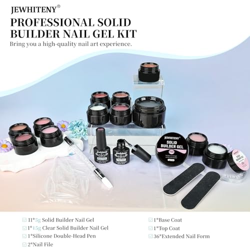 JEWHITENY 12-Color Non-Sticky Builder Gel Set for Nail Art