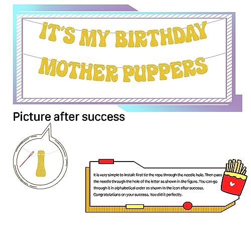 It's My Birthday Mother Puppers Banner - Dog Themed Party Decoration