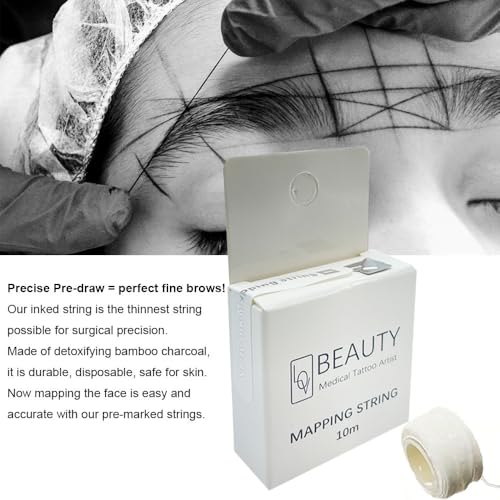 Pre-Inked Brow Mapping String for Microblading - 32ft White