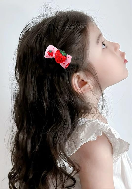 AACKS 4-Pack Little Girls Strawberry Hair Bows & Clips
