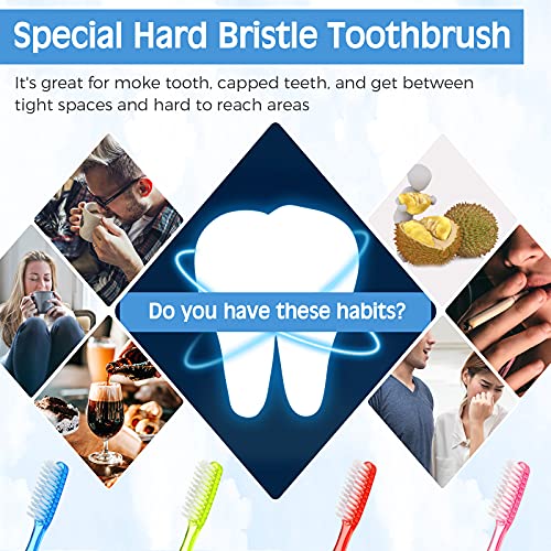 24 Pieces Extra Hard Firm Bristle Toothbrush Set for Adults with Full Head, Multi-Color