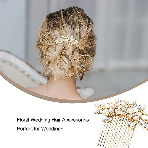 Gold Bridal Hair Comb with Faux Pearls – Elegant Wedding Hair Accessory